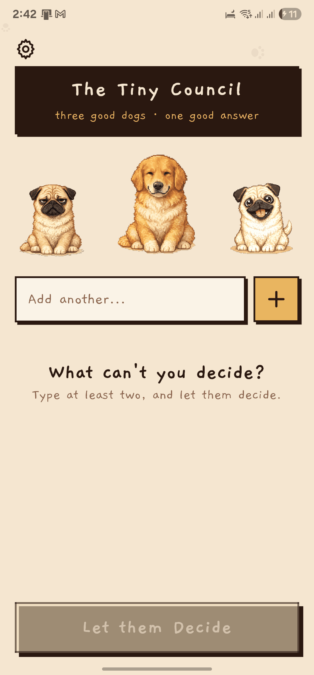 The Tiny Council app screen